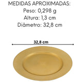 Sousplat Disco Opala Dourado 32,8cm Plástico Lyor