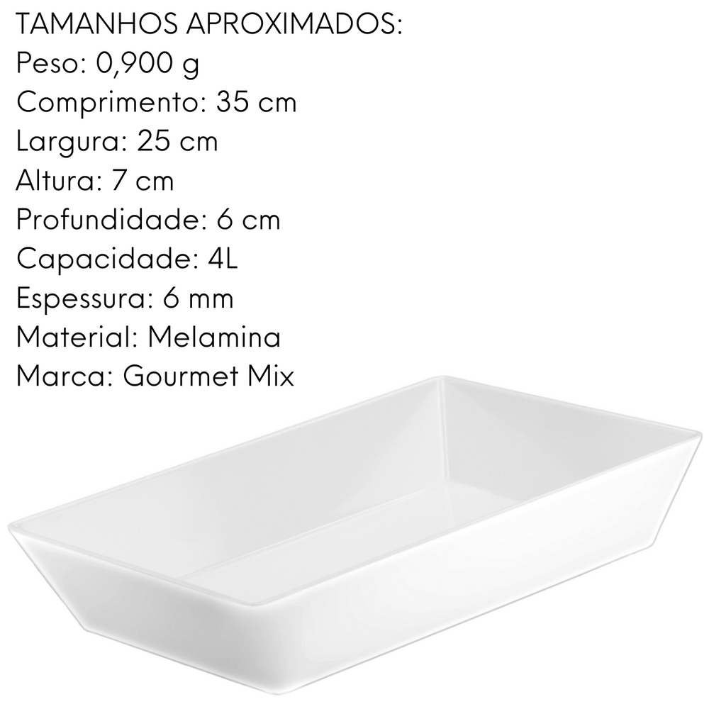 Travessa Retangular Melamina 4L Gourmet Mix