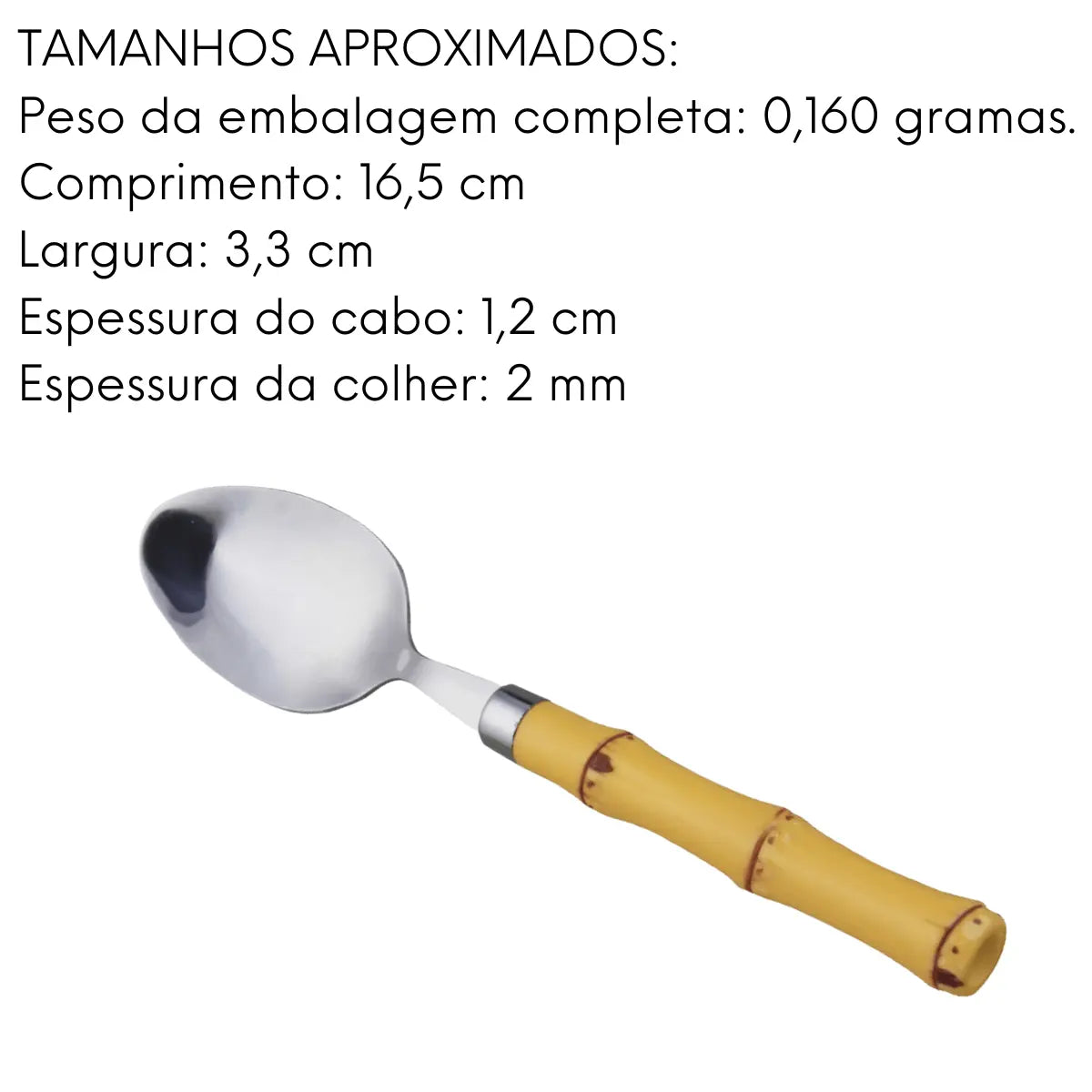 Conjunto Com 6 Colher Chá Cabo Bambu Lyor 16,5cm Lyor