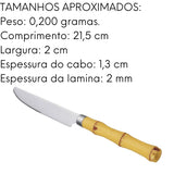 Conj 6 Faca Mesa 21,5cm Inox C/ Cabo Bambu Lyor Lyor