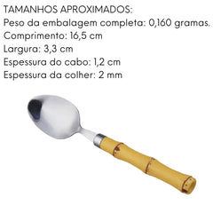 Conjunto Com 6 Colher Chá Cabo Bambu Lyor 16,5cm Lyor