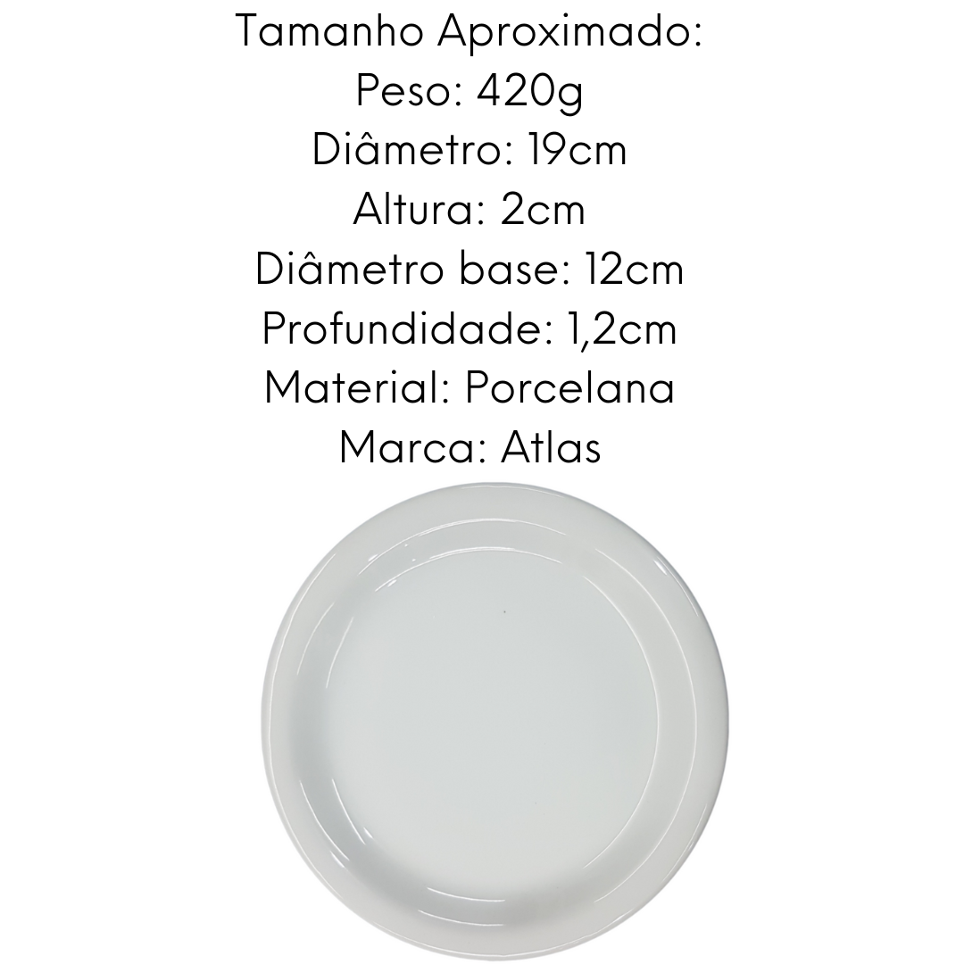 Prato para Sobremesa Pequi Branco 19cm.