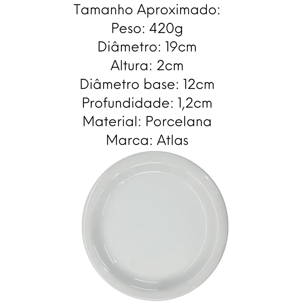 Prato para Sobremesa Pequi Branco 19cm. ATLAS