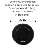 Sousplat Preto Bordado Profissional 33 Cm Lyor