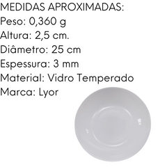 Prato Raso Opalino Vidro Branco 25 Cm
