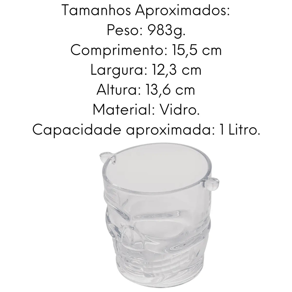 Balde Gelo Caveira Vidro 1L Lyor