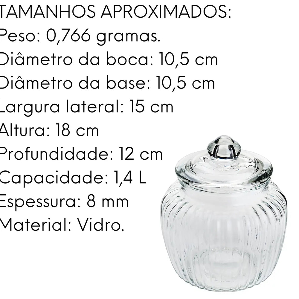 Porta Mantimentos Pote C/ Tampa Pietra 1,4L Lyor