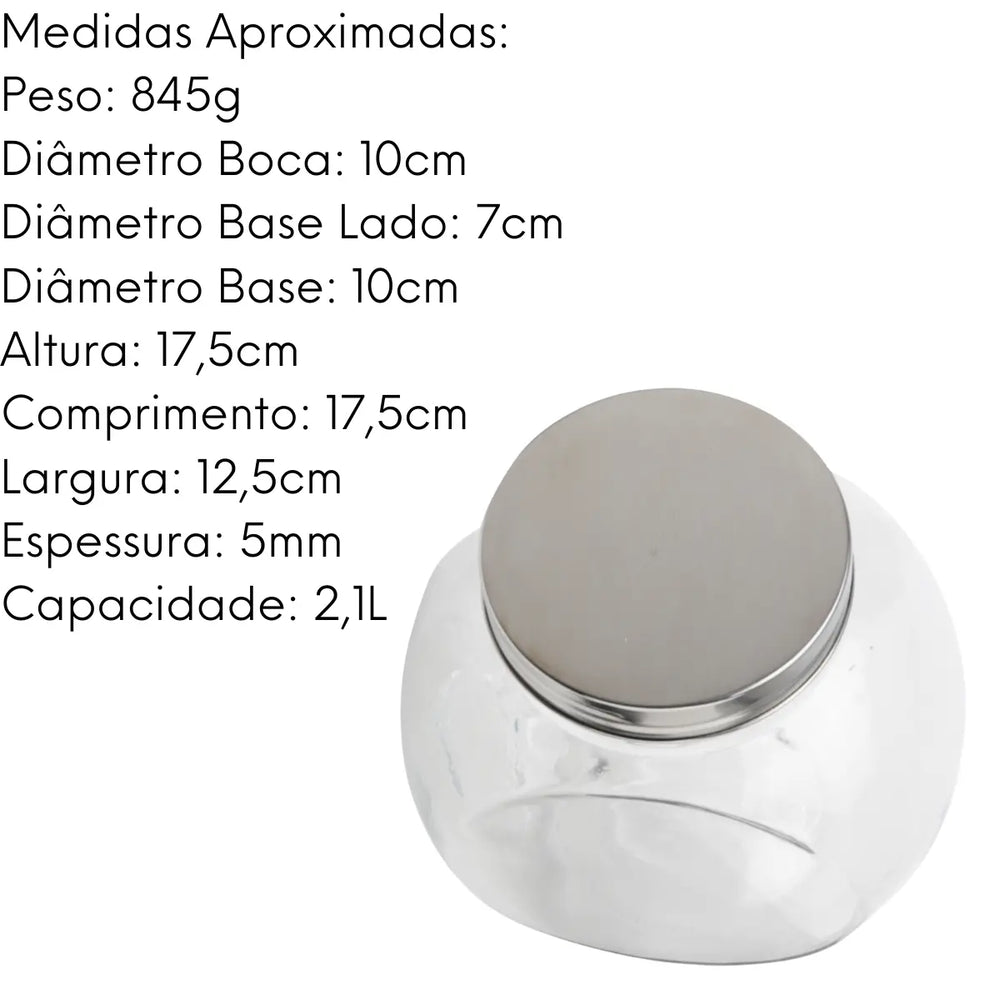 Pote de Vidro Doceiro com Tampa de Metal Lyor