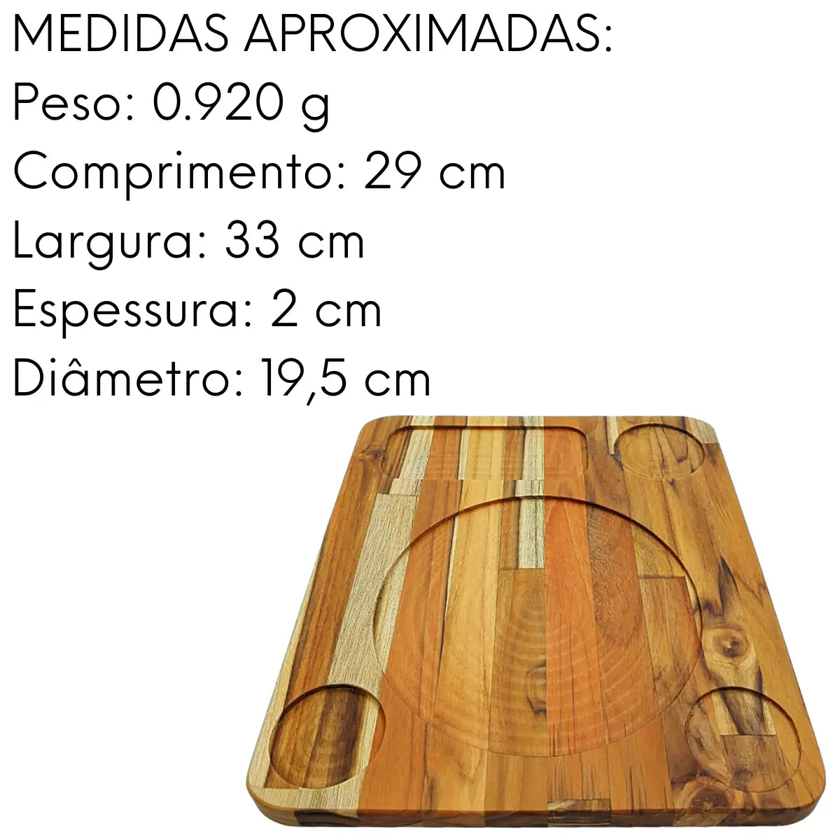 Tabua Madeira Teca Retangular 5 Furo A Gourmet