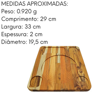 Tabua Madeira Teca Retangular 5 Furo A Gourmet