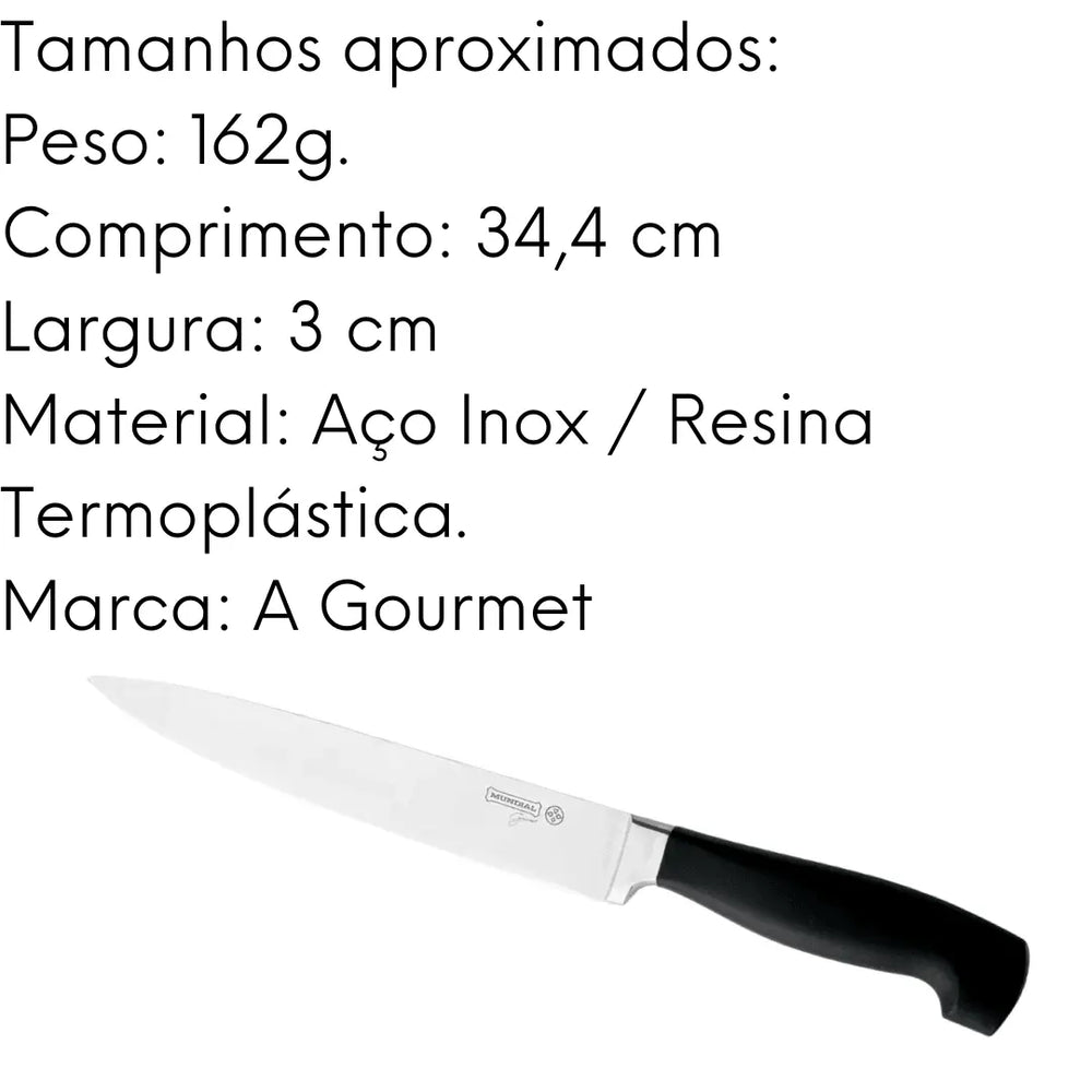 Faca Cozinha 34,4 cm Elegance Inox 8” Hercules