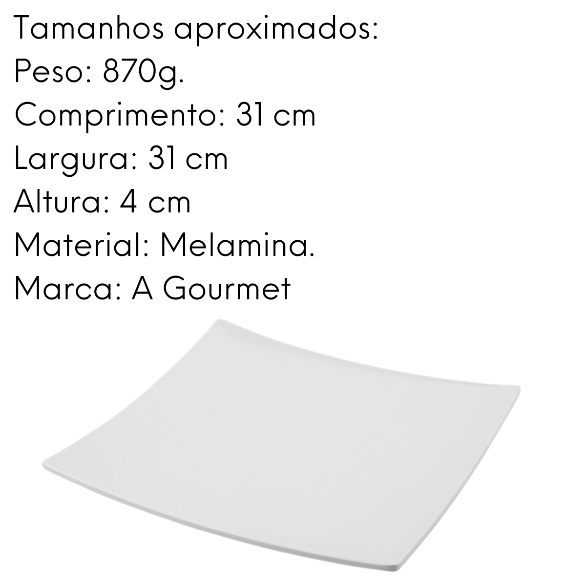 Prato Quadrado Curvado Melamina Gourmet Mix