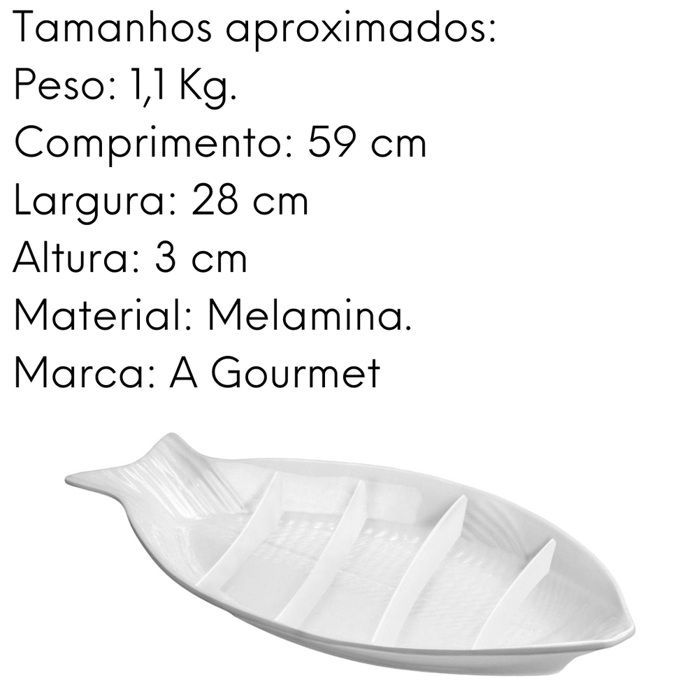 Travessa Melamina Peixe 59 cm Gourmet Mix