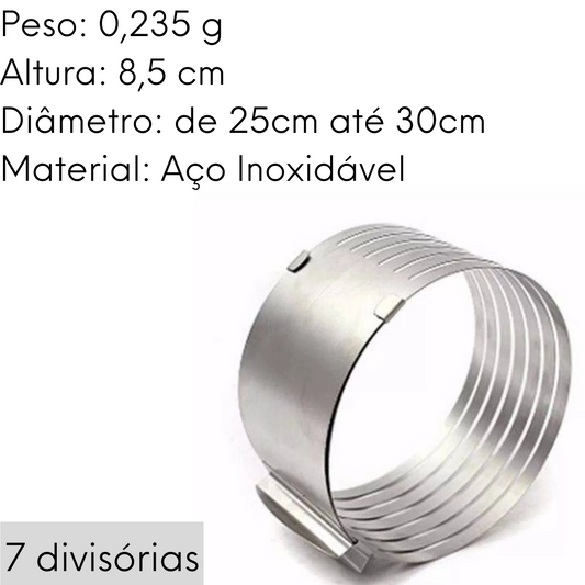 Fatiador De Bolo Aço Inox Redondo Corte Ajustável Hércules