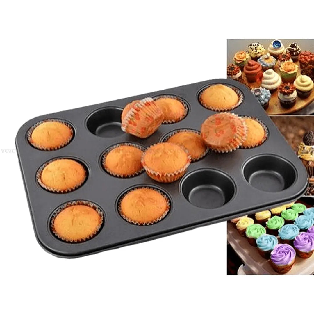 Forma Assadeira Antiaderente Chumbo 12 Muffin Cupcake Pudim Hercules