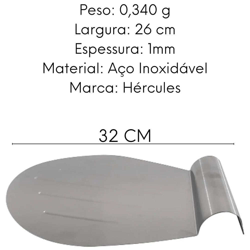 Placa Bolo Pizza Espatula Aço Inox Arredondada Hercules