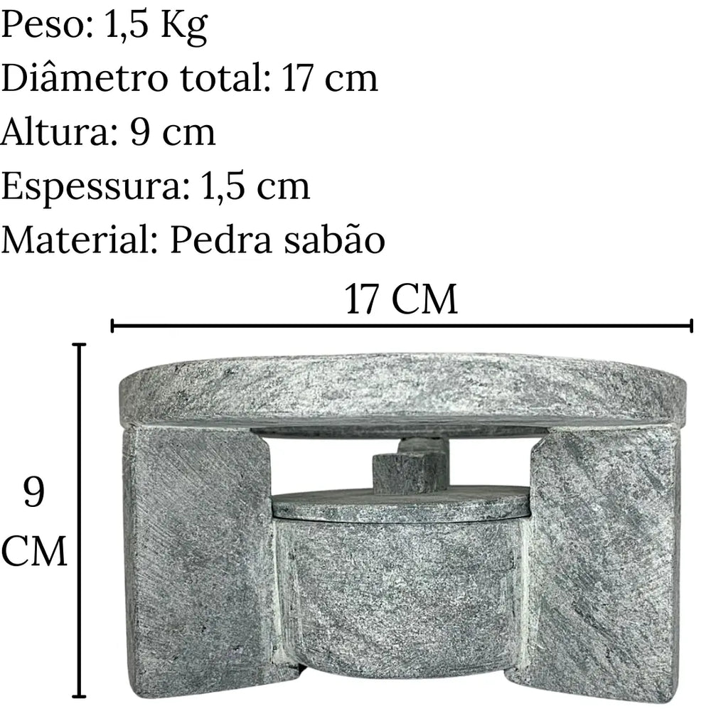 Fogareiro P Pedra Sabão 17cm Val Pedra Sabão