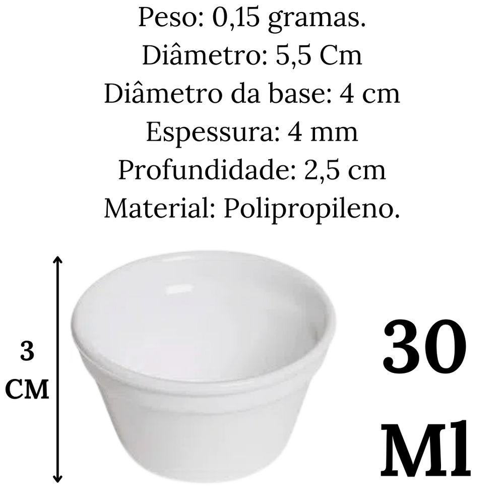 Ramekim Cheff 30 ML PP Branco VemPlast