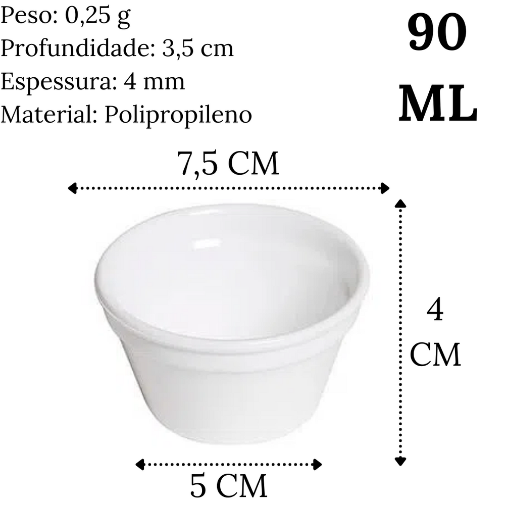 Ramekim Cheff 90ml Polipropileno Branco VemPlast