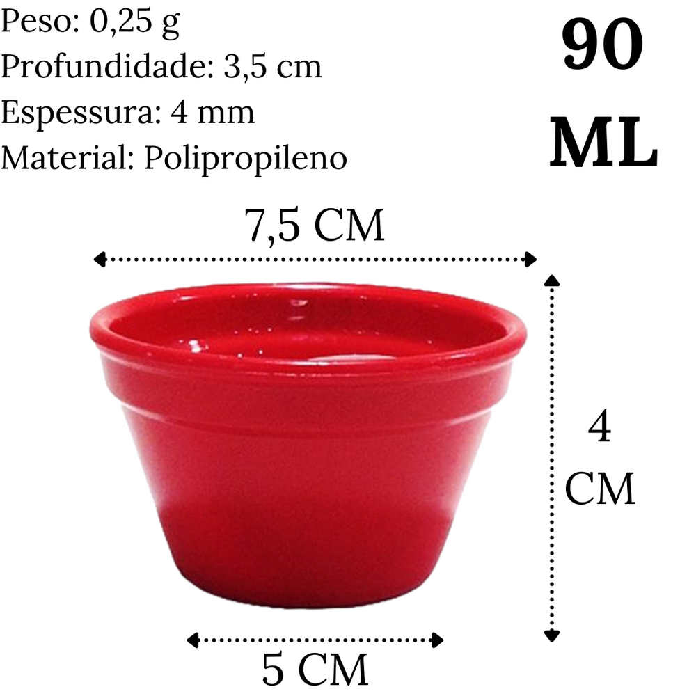 Ramekim Cheff Vermelho 90 ML em polipropileno VemPlast