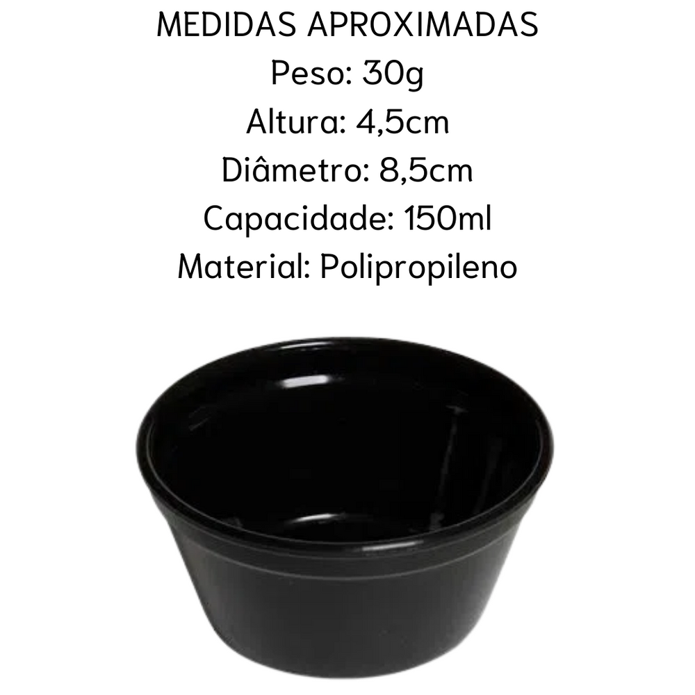 Ramekim Cheff 150ml Polipropileno Preto VemPlast
