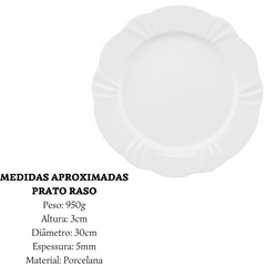 Prato Sobremesa Porcelana Soleil Branco Relevo Bolo