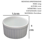 Ramekim Canelado de 90 ML Branco Porcelana BelaVista