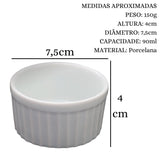 Ramekim Canelado de 90 ML Branco Porcelana BelaVista