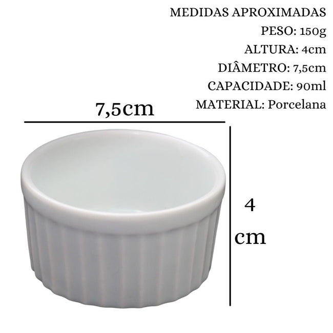 Ramekim Canelado de 90 ML Branco Porcelana Main Image