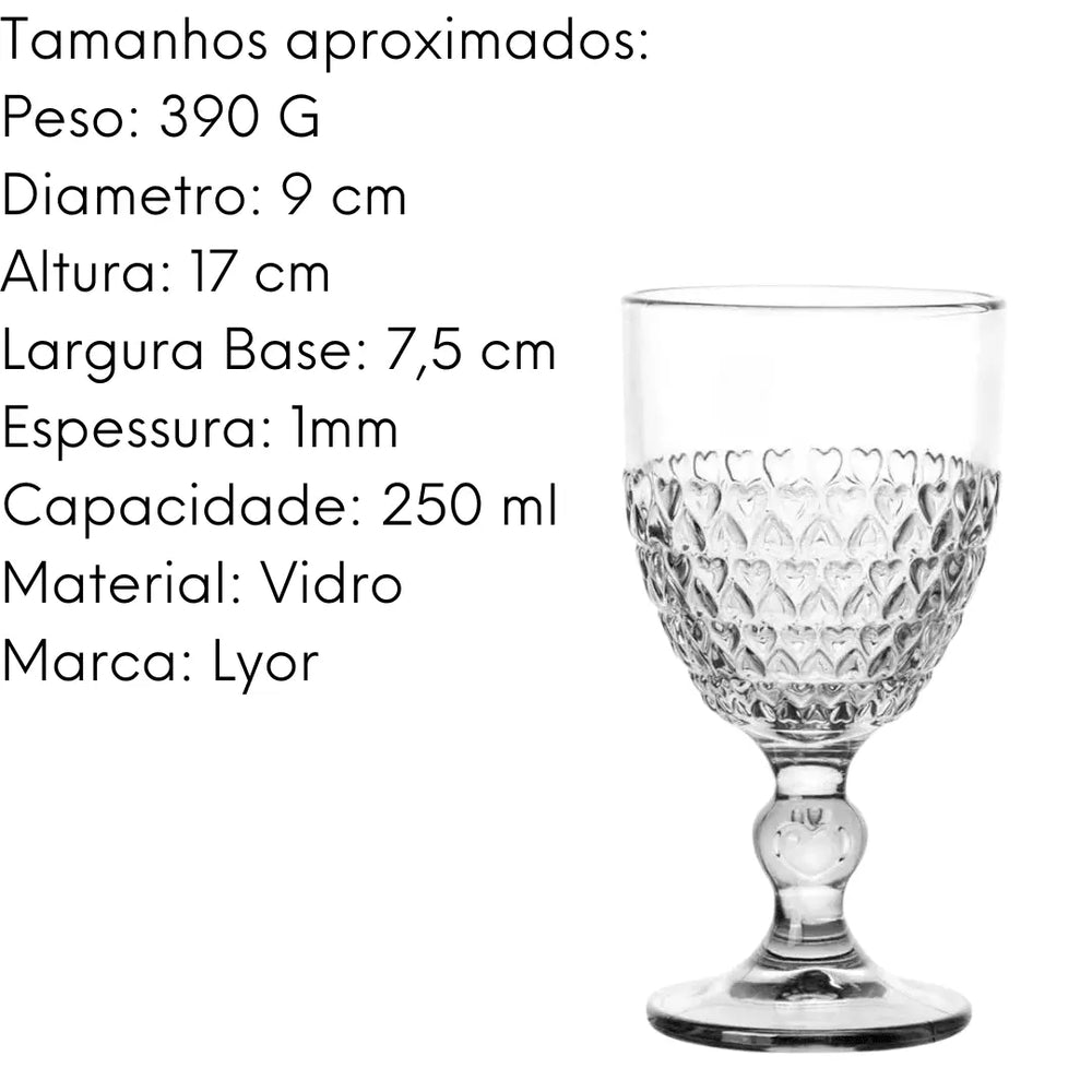 Taça De Vidro Coração Lyor Lyor