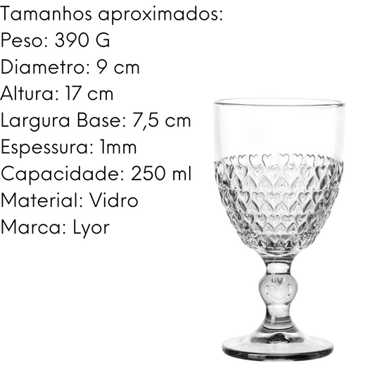 Taça De Vidro Coração Lyor