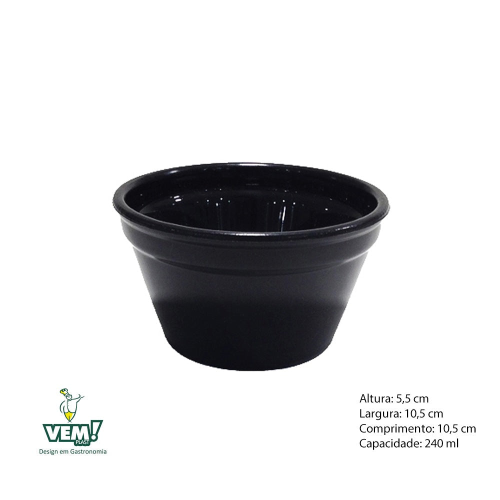 Ramekim Cheff 240 ML PP Preto Polipropileno VemPlast